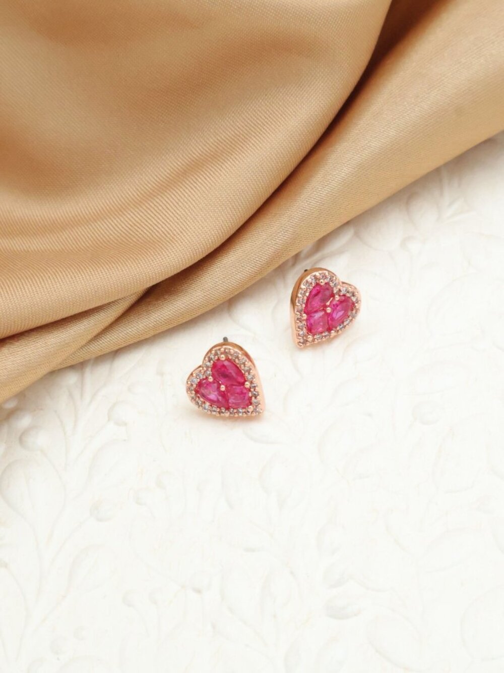 Kate Spade Spell It Out Heart Rose Gold Stud Earrings - Picture 3 of 3